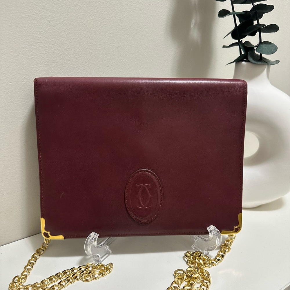 🔥PRICE DROP🔥 Authentic Vintage Cartier Bordeaux leather clutch bag